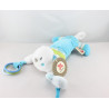 Doudou eveil chat blanc bleu vert pois NICOTOY