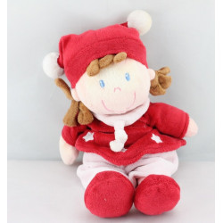 Doudou lutin poupée fille rouge blanc étoile NICOTOY 