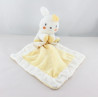 Doudou lapin blanc jaune mouchoir VETIR GEMO