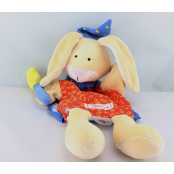 Doudou plat marionnette lapin rouge bleu magicien SIGIKID