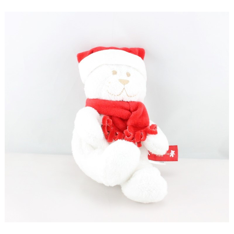 Doudou ours blanc rouge ORCHESTRA 