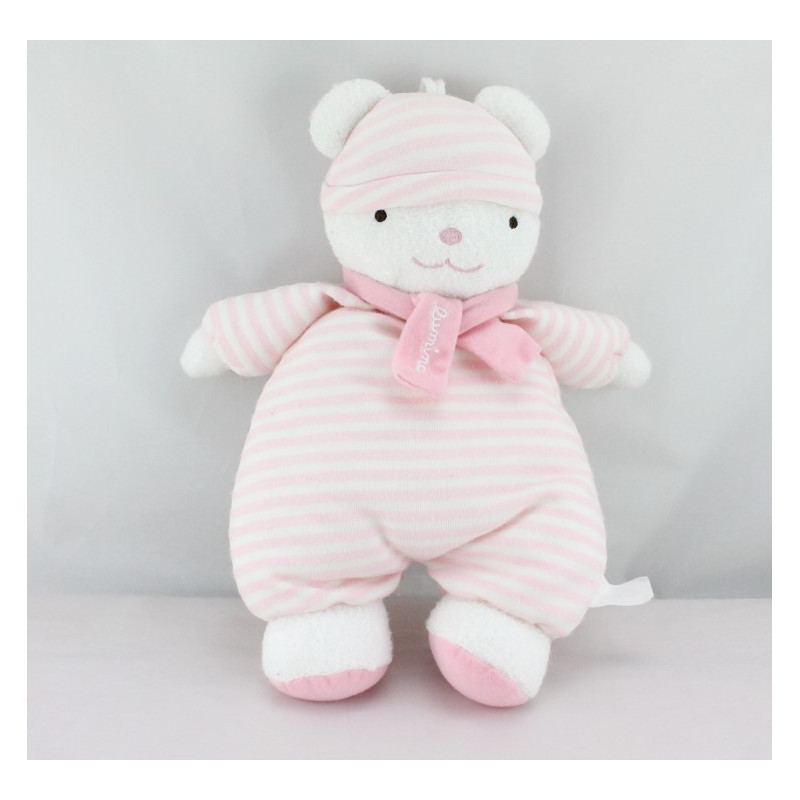 Doudou ours pyjama rose rayures luminou JEMINI