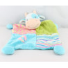 Doudou  plat vache bleu patchwork Cow LIL BARNYARD