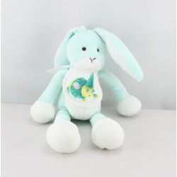 Doudou lapin bleu bavoir DMC