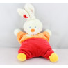 Doudou semi plat lapin rouge orange NICOTOY