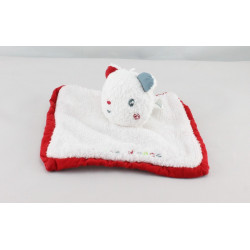 Doudou plat ours blanc rouge Doumou de bain SUCRE D'ORGE