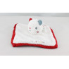 Doudou plat ours blanc rouge Doumou de bain SUCRE D'ORGE