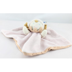 Doudou plat poupée fille fillette rose orange MOTS D'ENFANTS