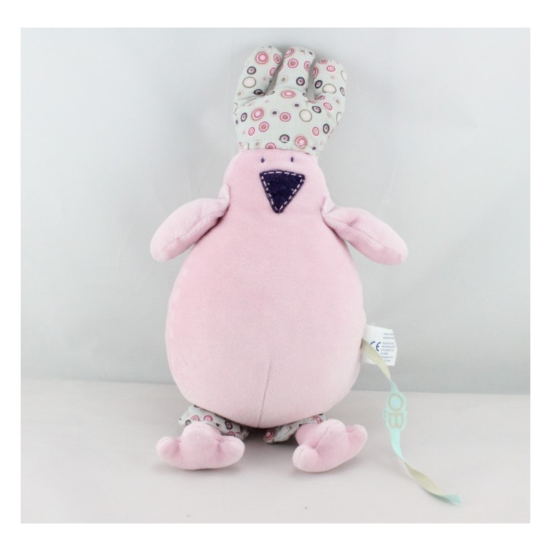 Doudou oiseau rose à crétes OBAIBI