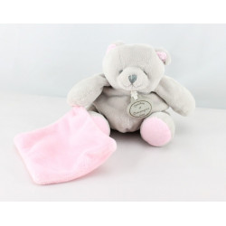 Doudou et compagnie ours gris mouchoir rose