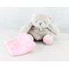 Doudou et compagnie ours gris mouchoir rose