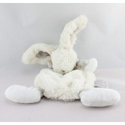 Doudou plat lapin blanc gris tout doux DOUDOU ET COMPAGNIE