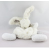 Doudou plat lapin blanc gris tout doux DOUDOU ET COMPAGNIE
