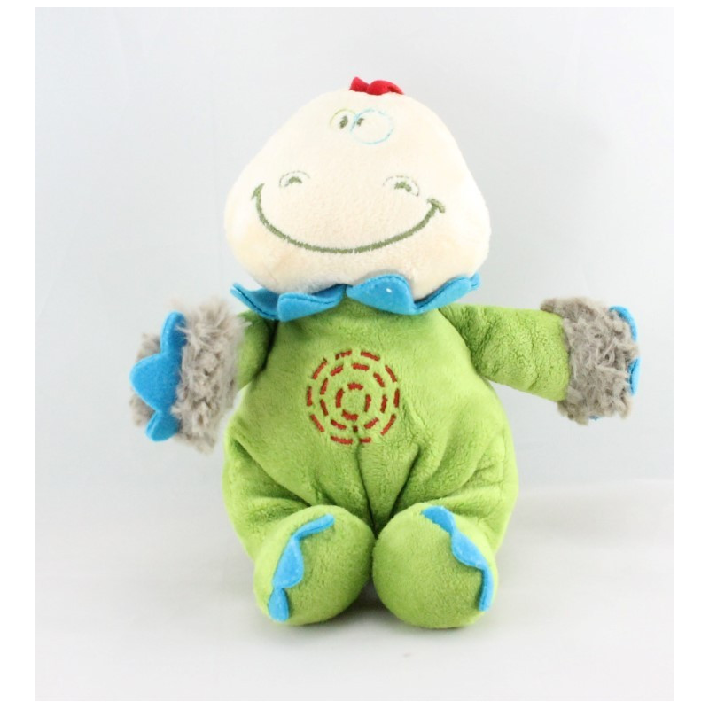 Doudou dinosaure vert bleu CATIMINI