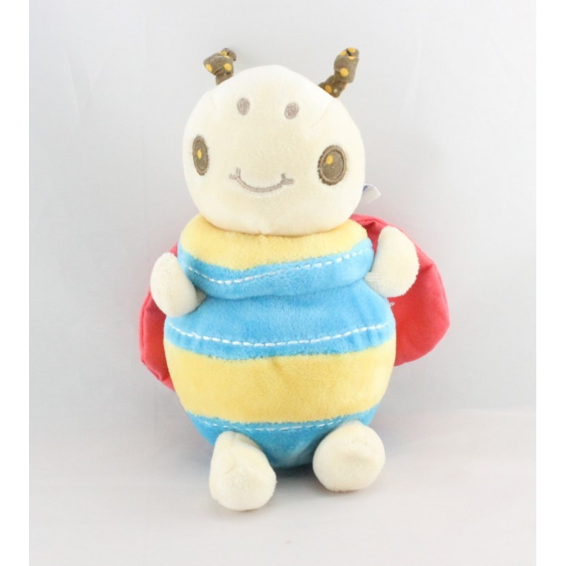Doudou abeille jaune bleu rouge NOUNOURS