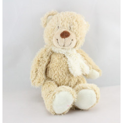 Doudou ours beige écharpe blanche TEX BABY