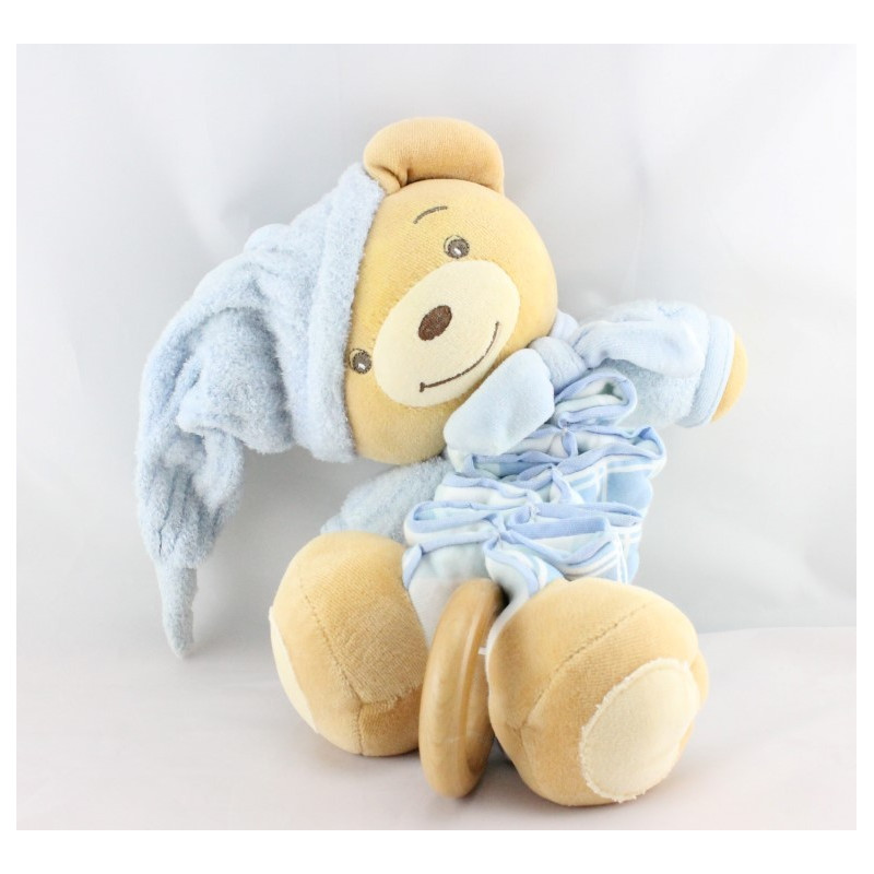 Doudou musical accordéon ours bleu blue laine KALOO