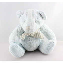 Doudou ours bleu laine LES PETITES MARIE 