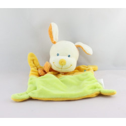 Doudou plat Chien jaune vert NICOTOY