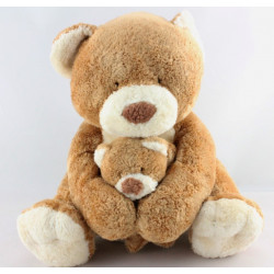 Doudou ours beige écru avec bébé NICOTOY