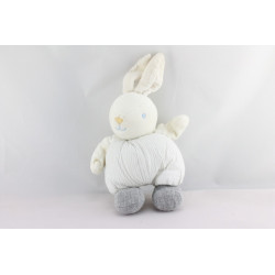 Doudou lapin blanc gris rayé TARTINE ET CHOCOLAT