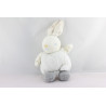 Doudou lapin blanc gris rayé TARTINE ET CHOCOLAT