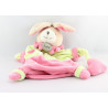 Doudou plat marionnette lapin rose vert Fiona adore les bisous BABY NAT