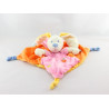 Doudou plat lapin rose orange oiseau MOTS D'ENFANTS