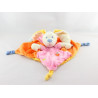 Doudou plat lapin rose orange oiseau MOTS D'ENFANTS