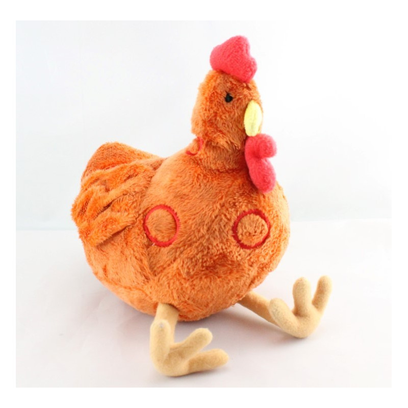 Doudou poule orange CARRE BLANC