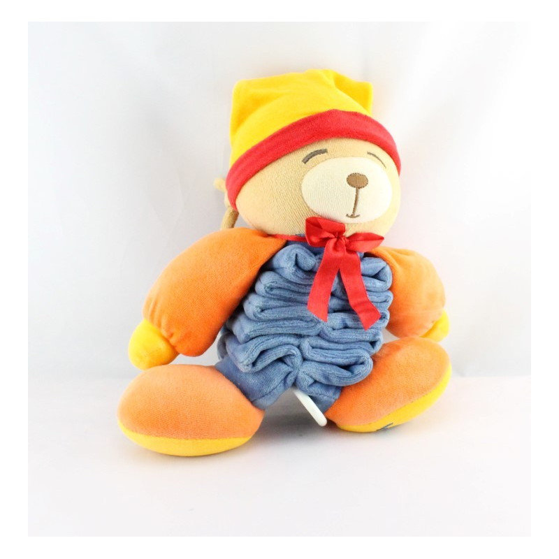 Doudou musical ours accordéon bleu orange jaune rouge KALOO