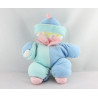 Doudou clown rose bleu jaune hochet COROLLE