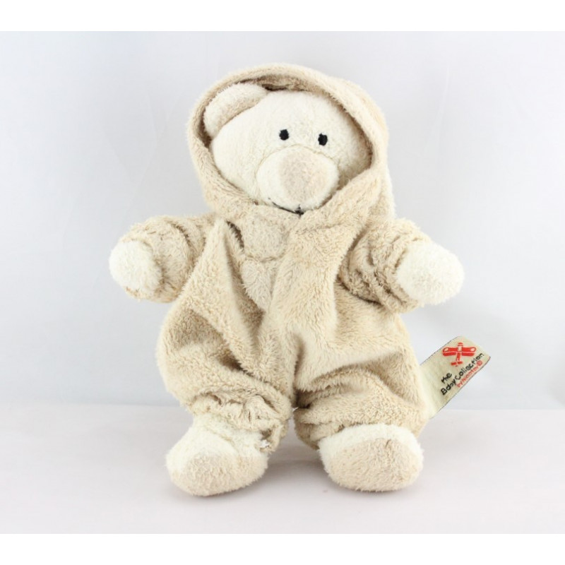 Doudou ours déguisé en lapin ecru jaune NICOTOY