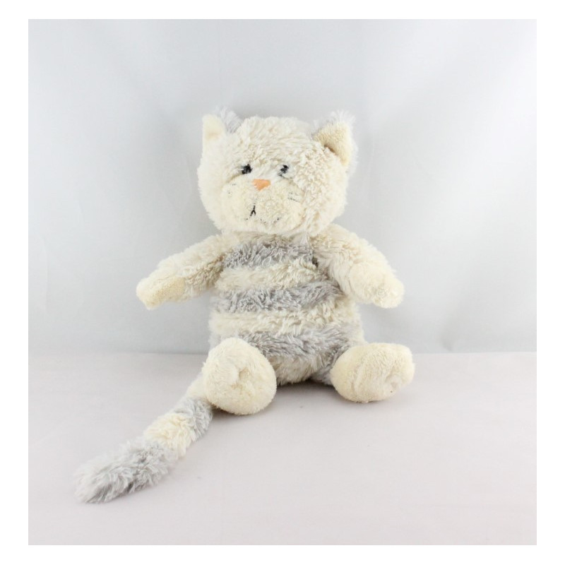 Doudou chat écru tigré gris GIPSY