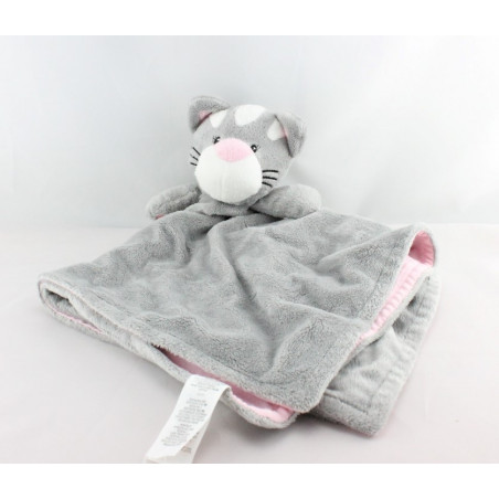 Doudou plat chat gris rose EARLY DAYS