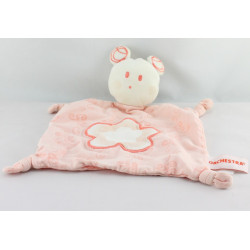 Doudou plat souris rose fleur ORCHESTRA 