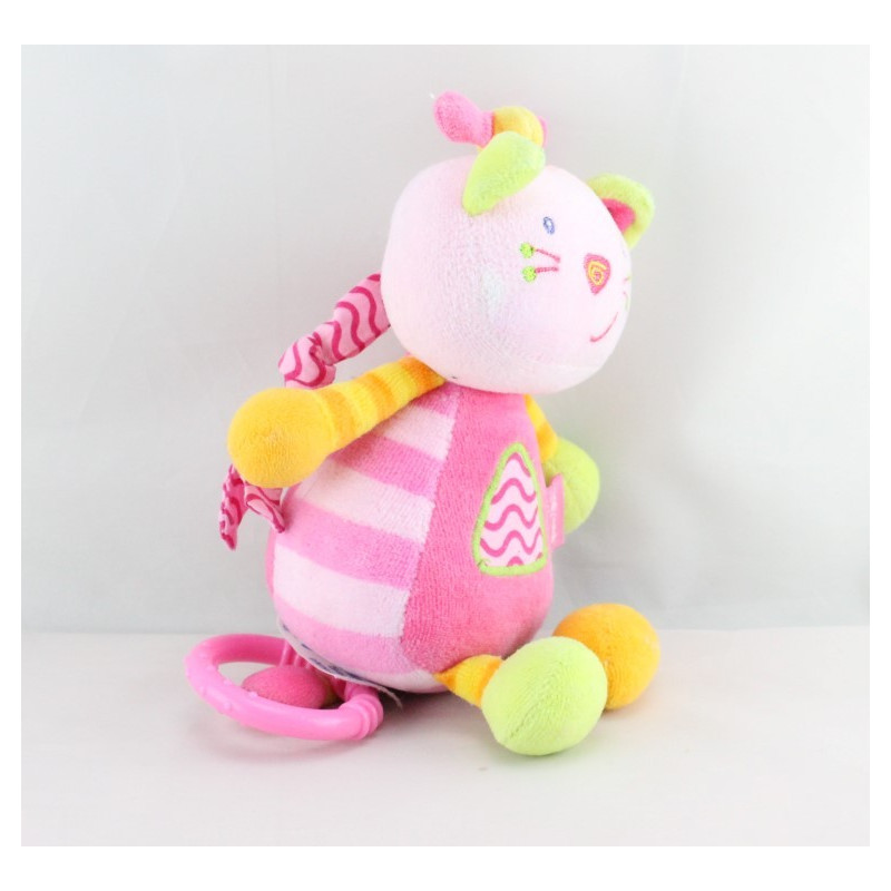 Doudou musical chat rose vert BABYSUN