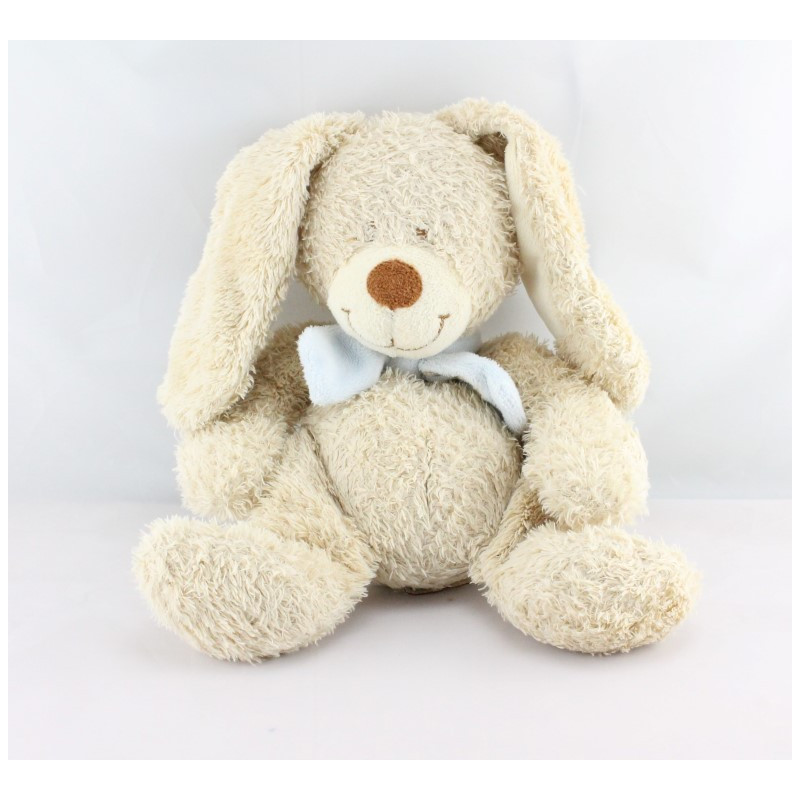 Doudou lapin beige écharpe bleu NICOTOY