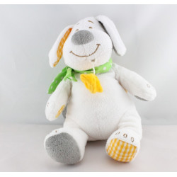 Doudou musical chien blanc gris vert jaune BENGY