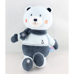 Doudou  ours bleu ciel et bleu marine SUCRE D'ORGE