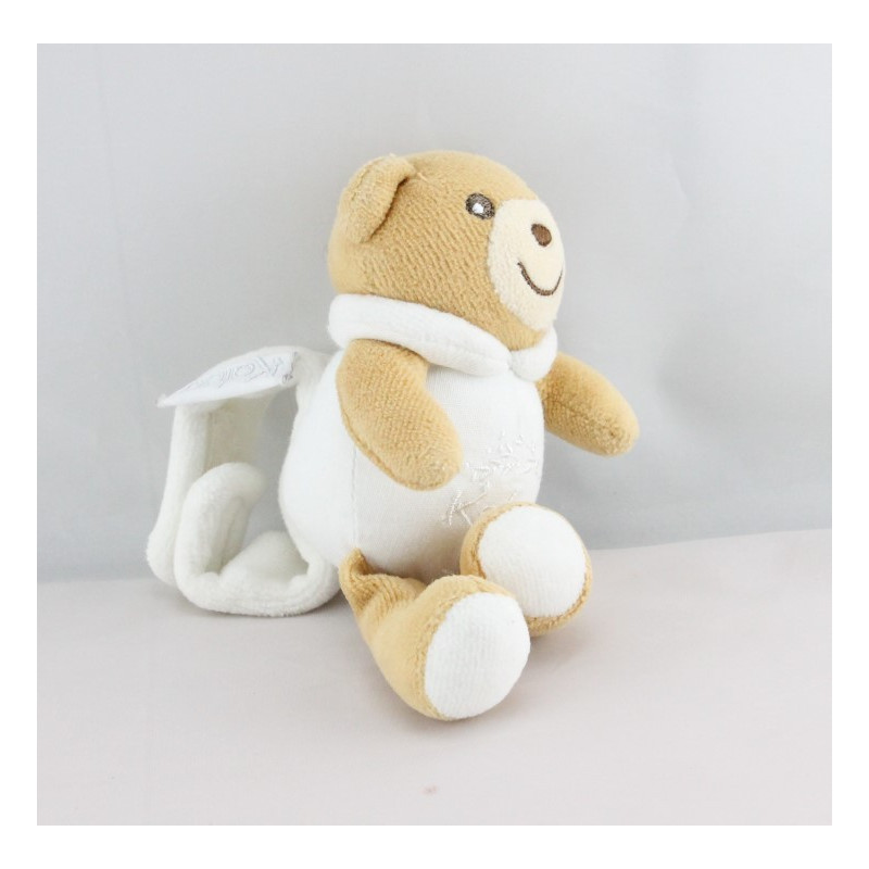 Mini Doudou ours blanc dragée attache tétine KALOO