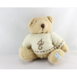 Doudou peluche ours beige laine blanc JACADI