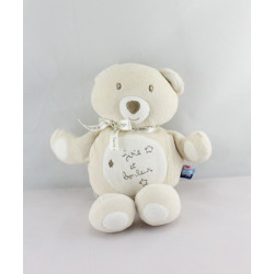 Doudou ours beige blanc joie et bonheur SUCRE D'ORGE