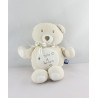 Doudou ours beige blanc joie et bonheur SUCRE D'ORGE