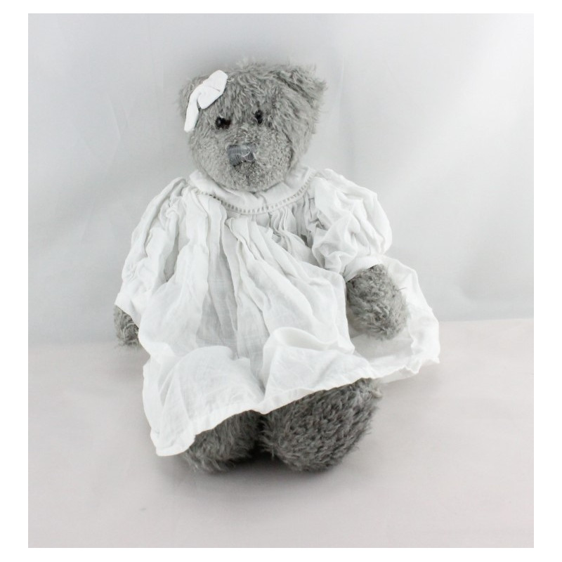 Doudou ours gris robe blanche  J-LINE 