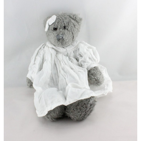 Doudou ours gris robe blanche  J-LINE 