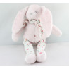 Doudou lapin rose blanc fleurs SERGENT MAJOR