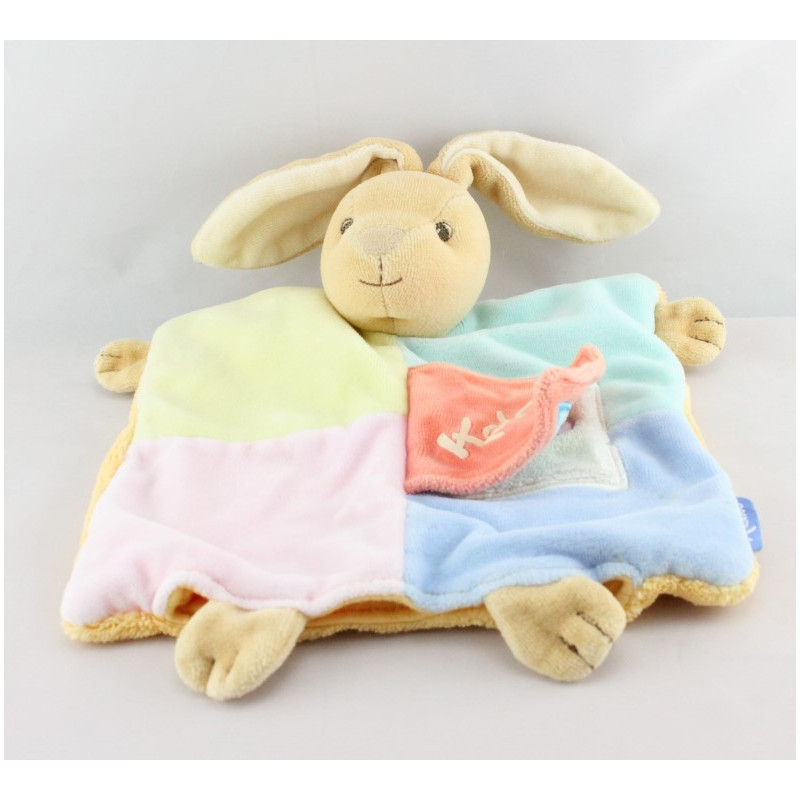 Doudou plat lapin vert rose bleu ballons anniversaire KALOO