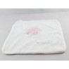 Doudou plat blanc ours rose des calins par millier