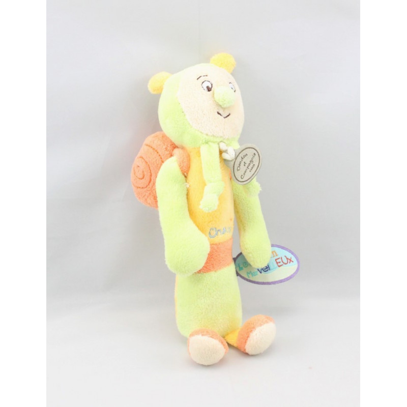 Doudou et compagnie baton pouet escargot Choco vert orange